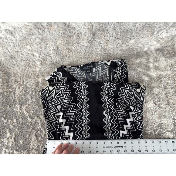 Perceptions Size XS Hankerchief Hem Zigzag Knee Length Flared Dress Black White - Picture 8 of 11